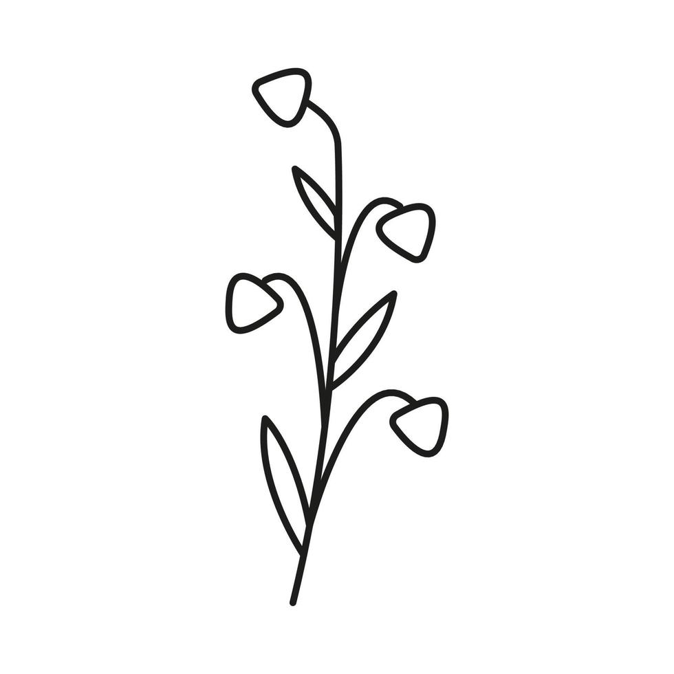 grain de lin, plante avec gruau de noyau, icône d'art en ligne. croquis linéaire, contour de la plante de spica pour l'agriculture, produits céréaliers, bouillie. signe de vecteur