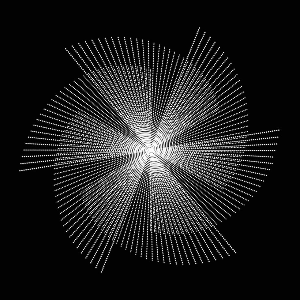 illustration de motif de lumière concentrée géométrique noir et blanc en forme de spirale toile de fond art de points illustration vectorielle conception de stock vecteur