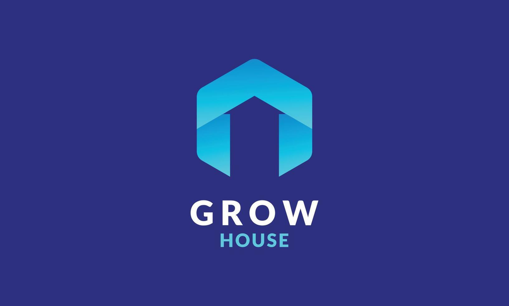 logo croissance maison technologie monogramme modèle minimaliste vecteur pour entreprise