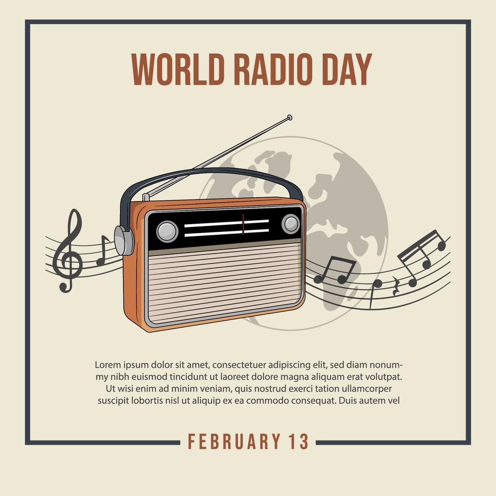 journée mondiale de la radio, 13 février. vecteur