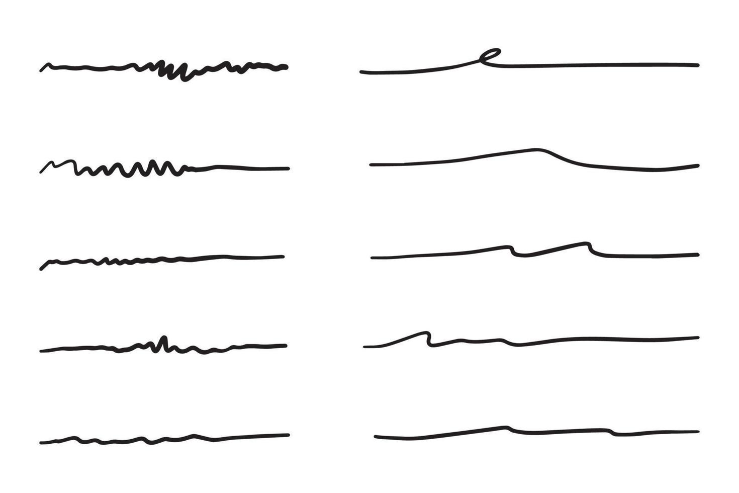 ensemble vectoriel de soulignement dessiné à la main.