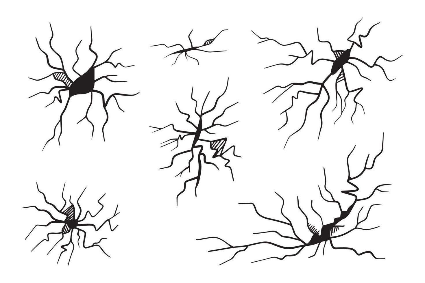 définir le mur de fissure de doodle, illustration de fissure vecteur