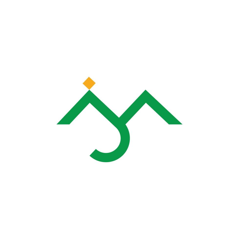 abstrait lettre jm vert montagne géométrique linéaire logo vecteur