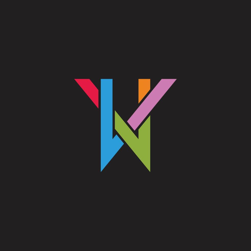 lettre xw ligne colorée logo géométrique simple vecteur