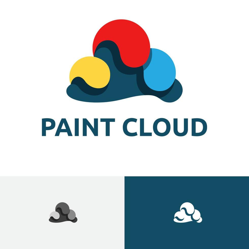 logo d'art de décoration de maison de nuage de peinture colorée vecteur