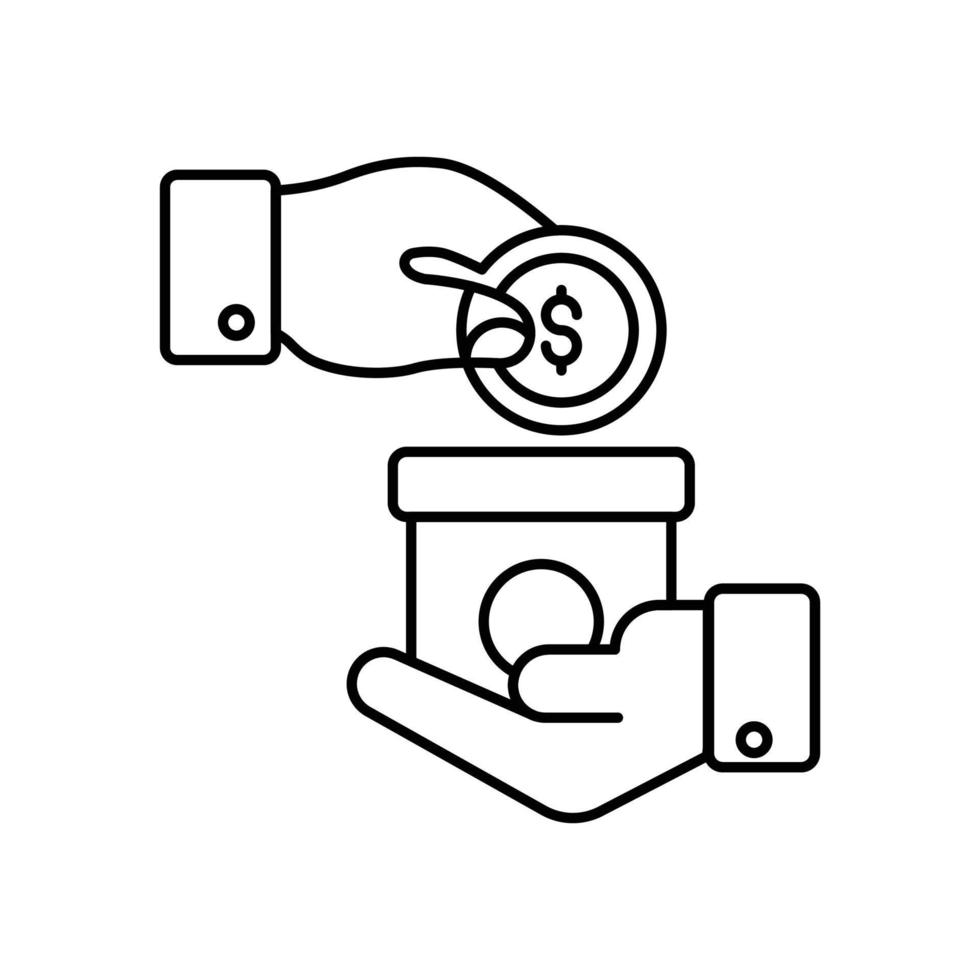 donner de l'argent illustration de style de ligne d'icône de vecteur. fichier eps10 vecteur