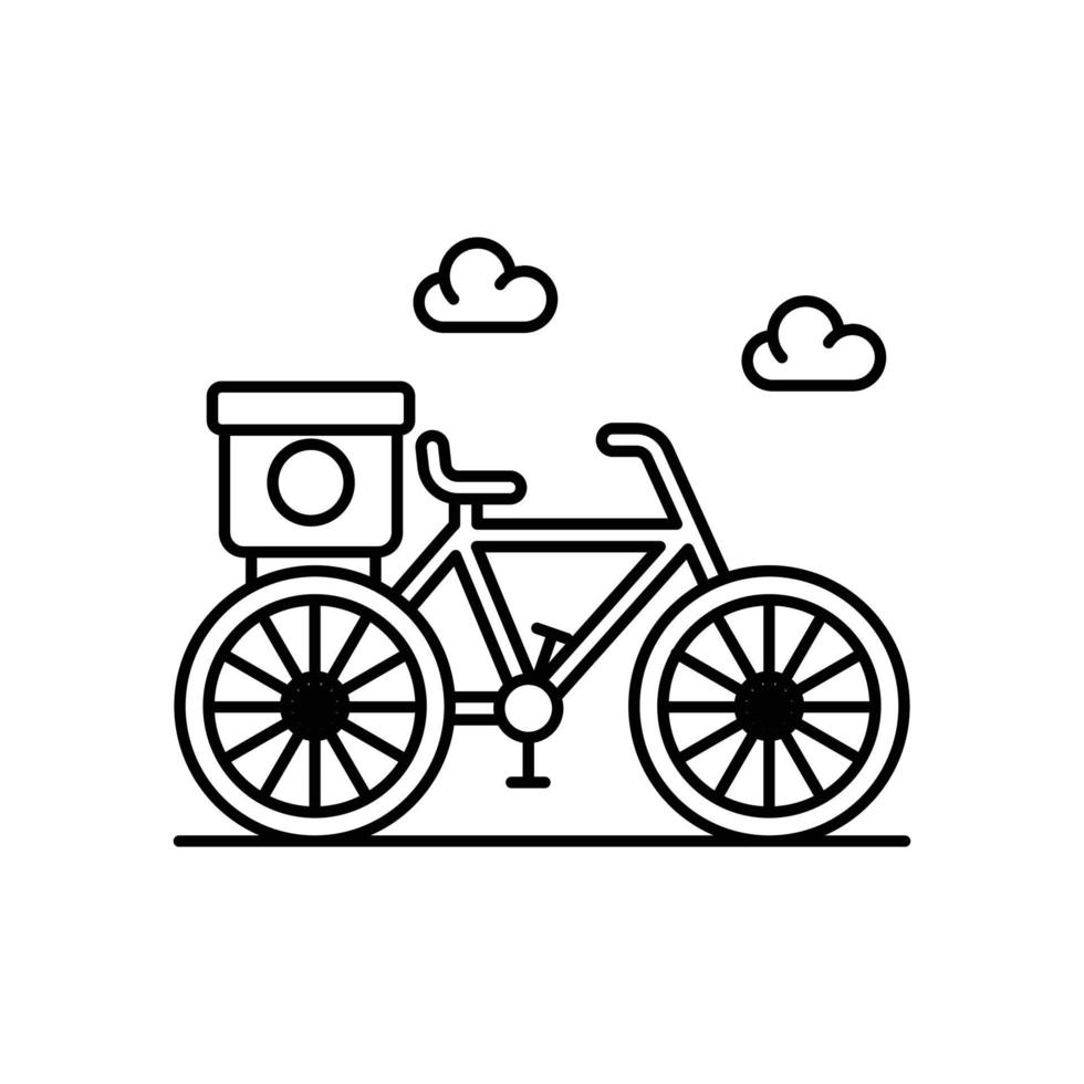 illustration de style de ligne d'icône de vecteur de livraison de vélo. fichier eps10