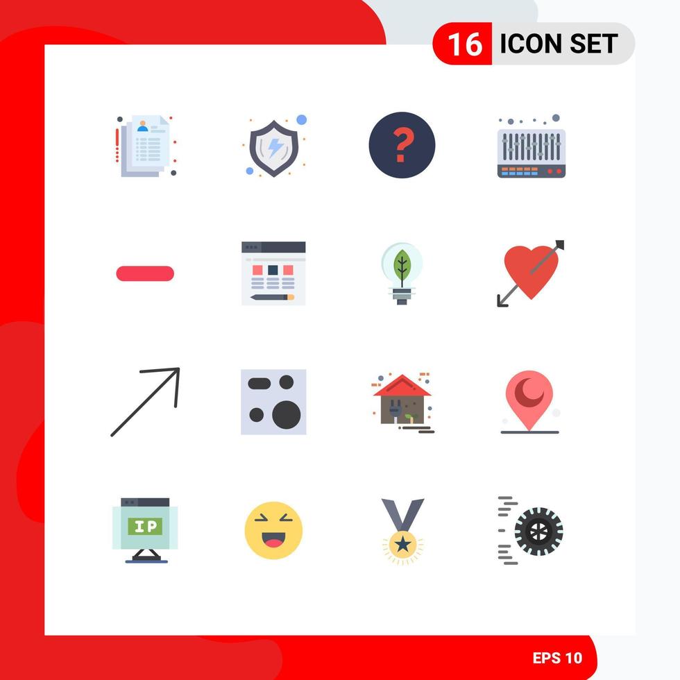 16 icônes créatives signes et symboles modernes de moins supprimer vérifier le pack modifiable de mélangeur de son d'éléments de conception de vecteur créatif