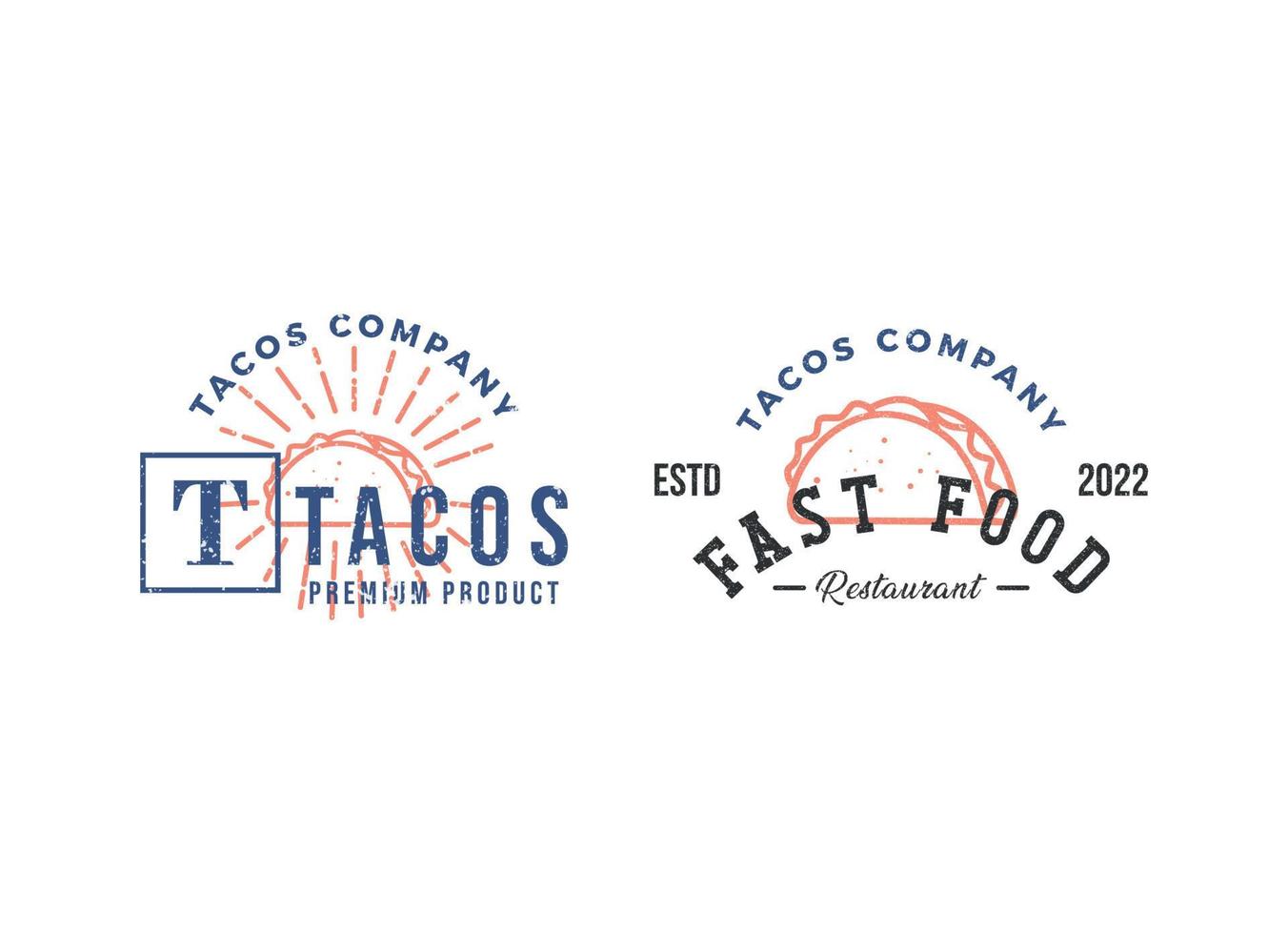 illustration vectorielle de tacos logo design. bon pour le menu du restaurant et le badge du café. vecteur