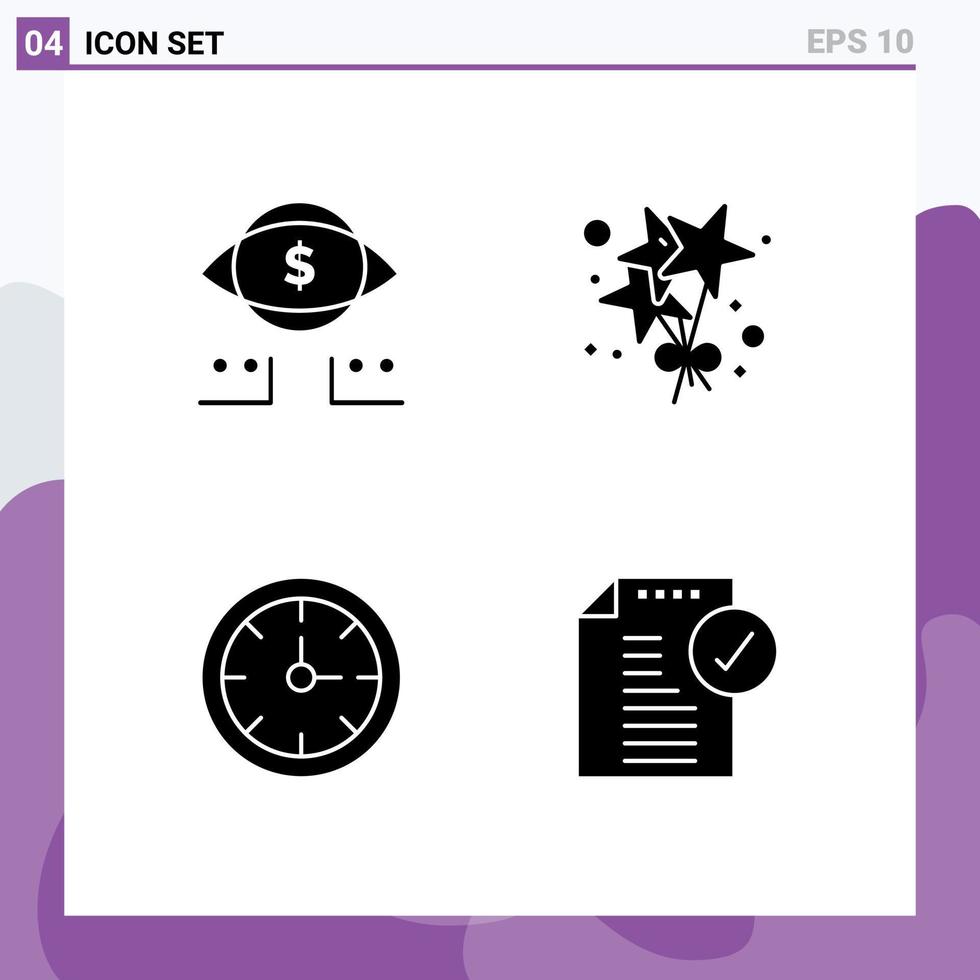 ensemble de 4 symboles d'icônes d'interface utilisateur modernes signes pour la partie numérique du chronomètre oculaire approuver les éléments de conception vectoriels modifiables vecteur