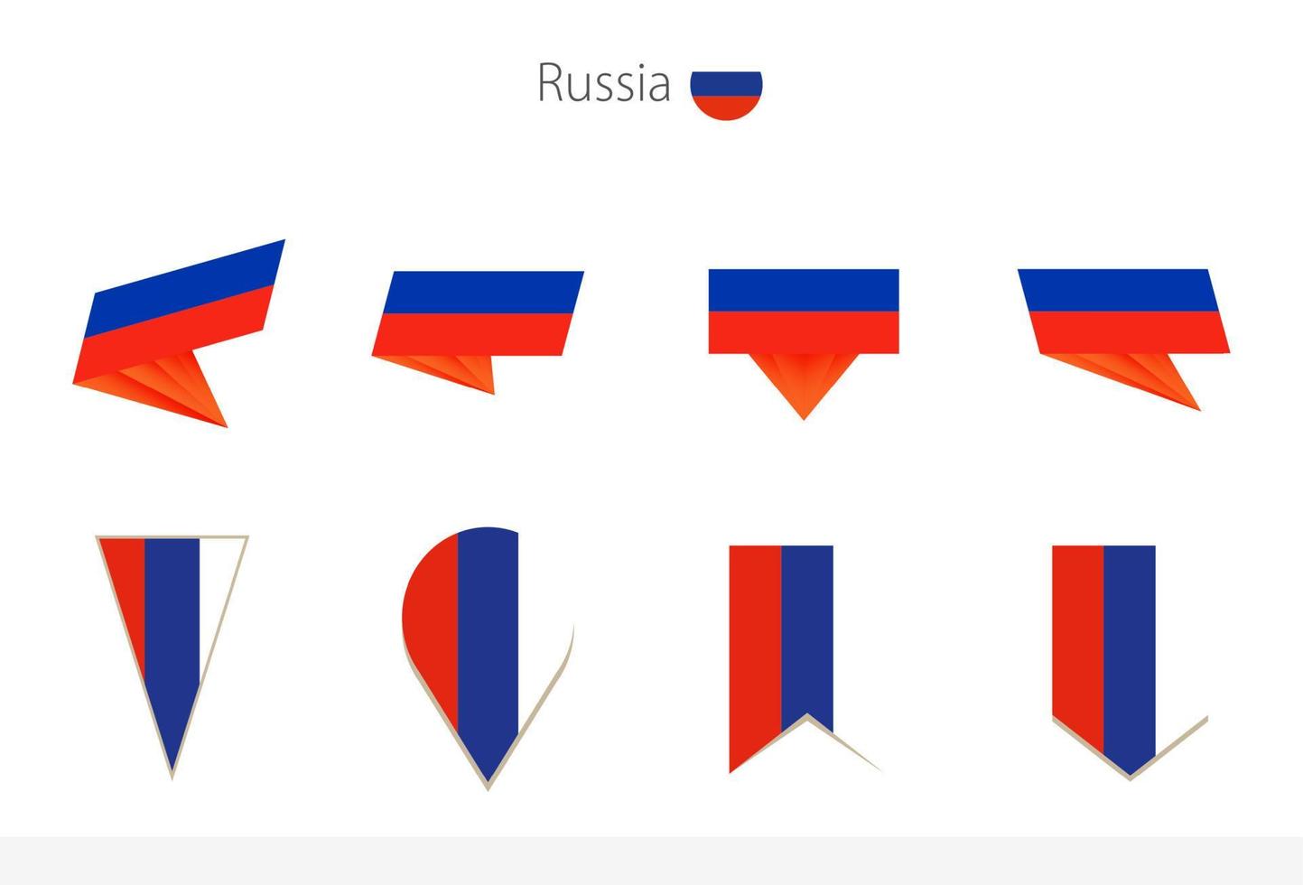 collection de drapeaux nationaux russes, huit versions de drapeaux vectoriels russes. vecteur