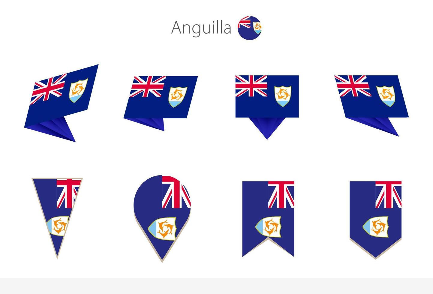 collection de drapeaux nationaux d'anguilla, huit versions de drapeaux vectoriels d'anguilla. vecteur