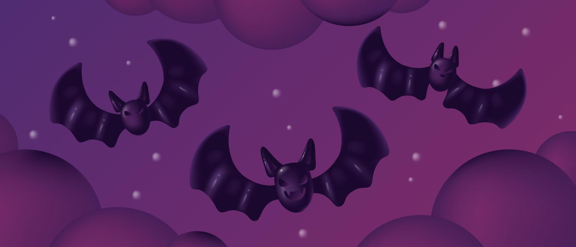 chauves-souris mignonnes volant dans le ciel nocturne vecteur