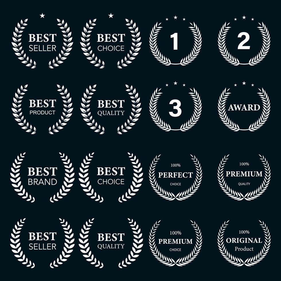 couronne de laurier de qualité supérieure, ensemble. illustration vectorielle vecteur