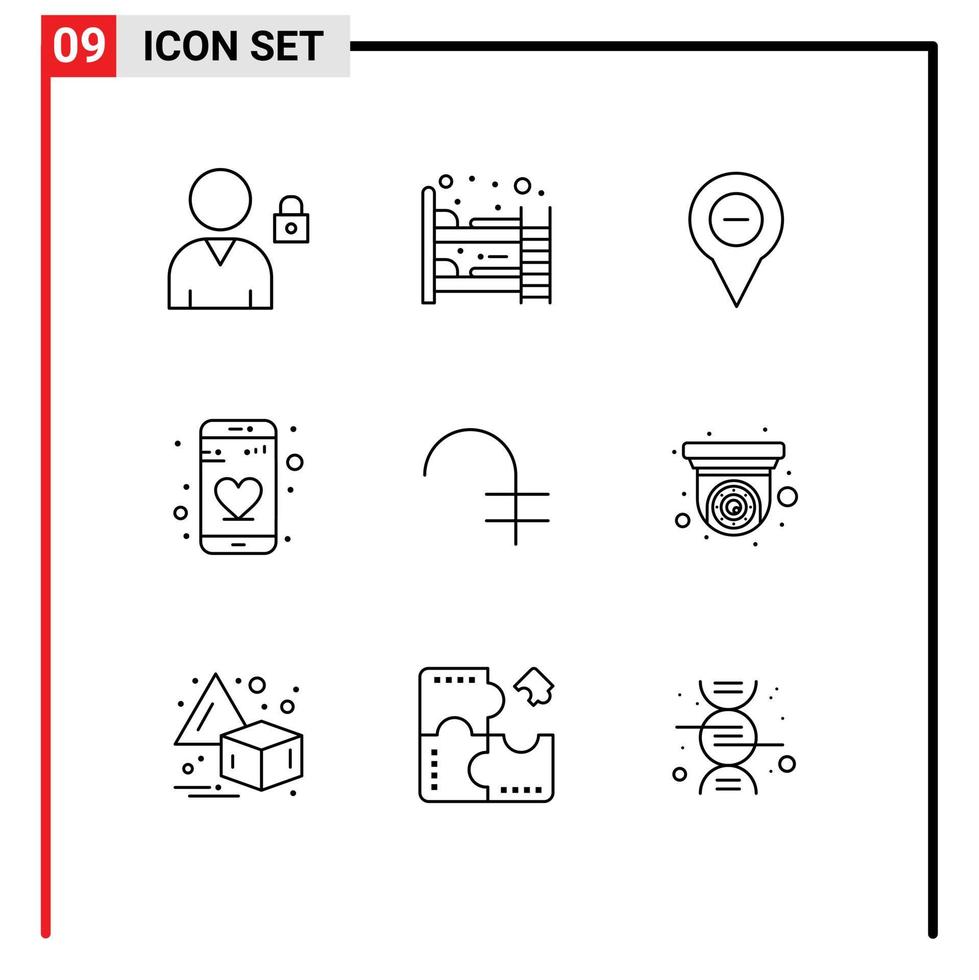 pack d'icônes vectorielles de stock de 9 signes et symboles de ligne pour les éléments de conception vectoriels modifiables de l'application de téléphone de carte de pièce de monnaie dram vecteur