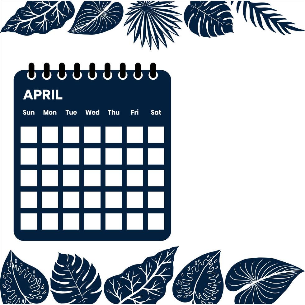 calendrier du mois d'avril vecteur