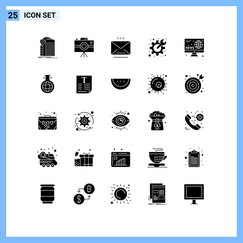 25 icônes créatives signes et symboles modernes des préférences de passe-temps équipement de caméra professionnel éléments de conception vectoriels modifiables ouverts vecteur