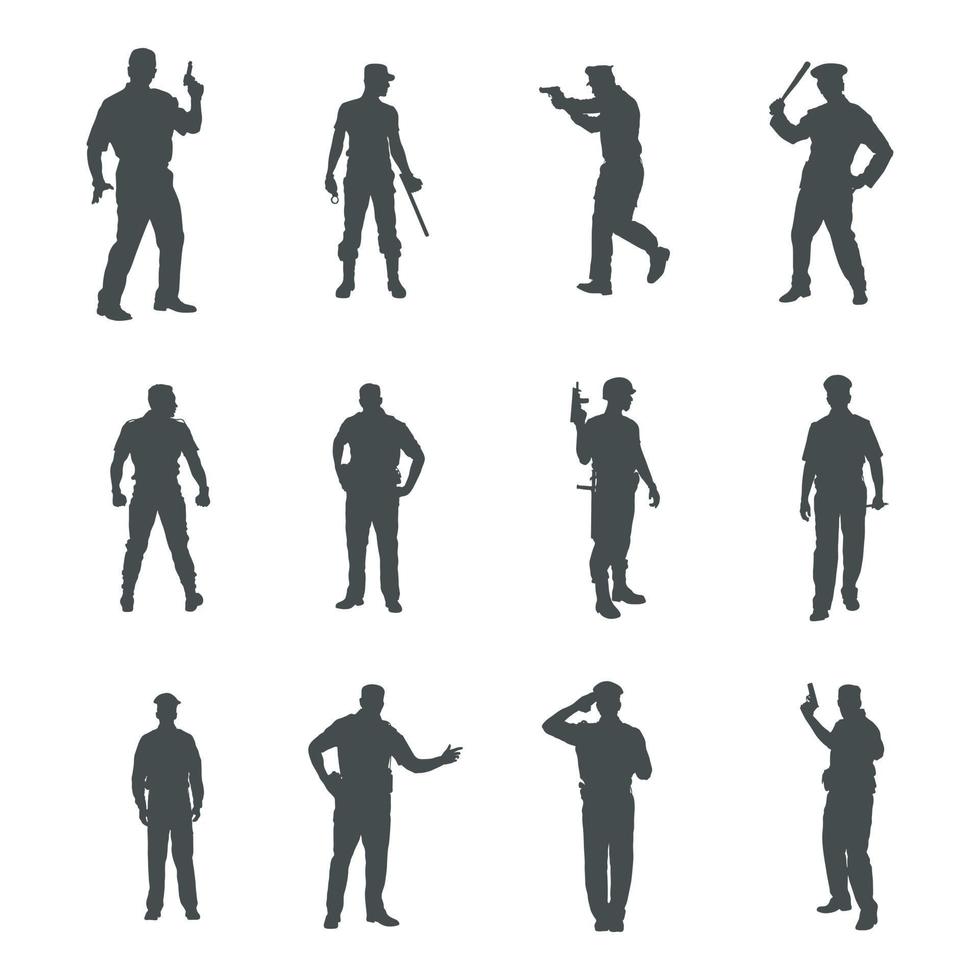 silhouettes de policier, ensemble de silhouette de policier vecteur