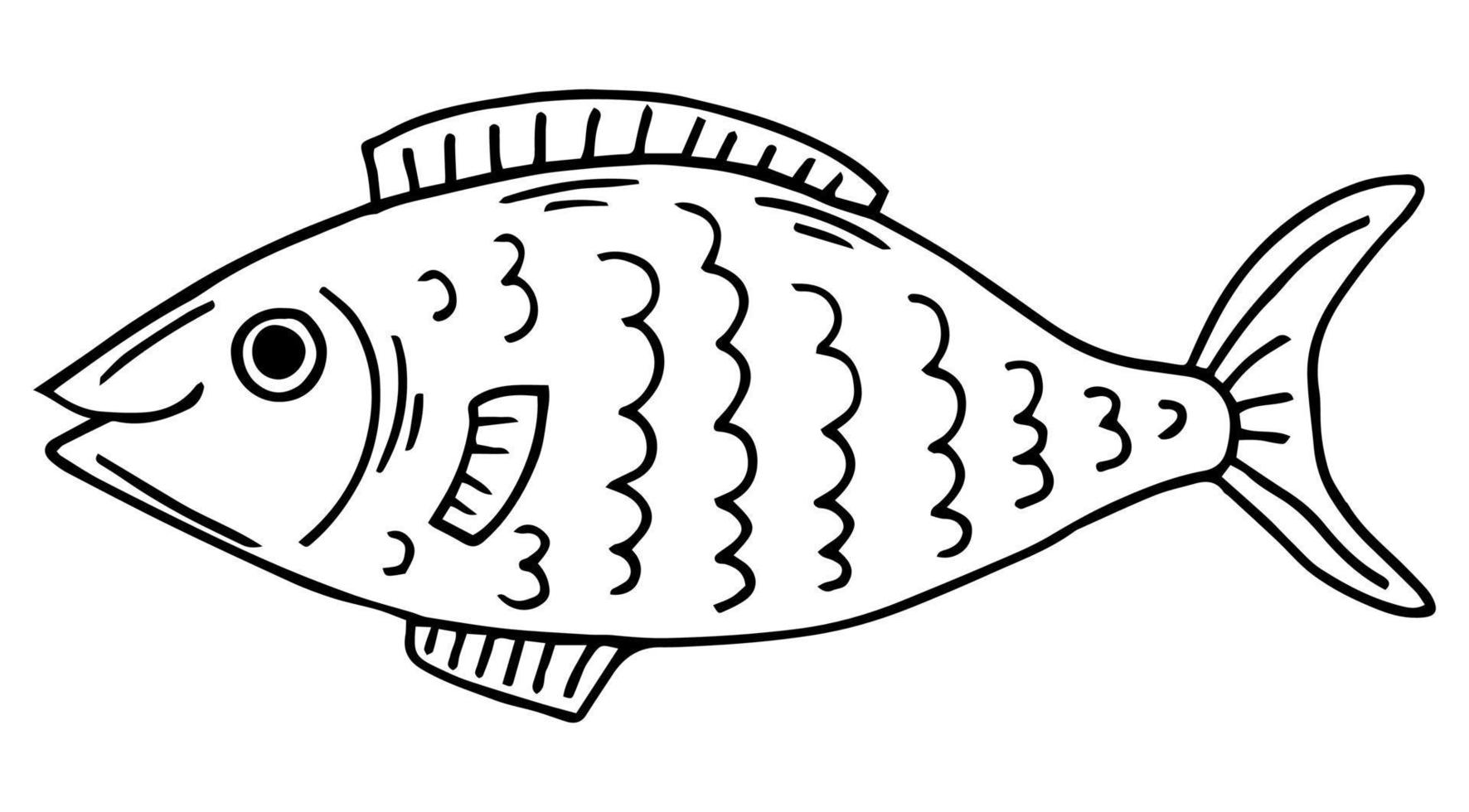 poisson tropical mignon - une image à colorier. poisson linéaire vectoriel - élément de conception animale. poissons d'aquarium - animal de compagnie. contour. dessin à main levée