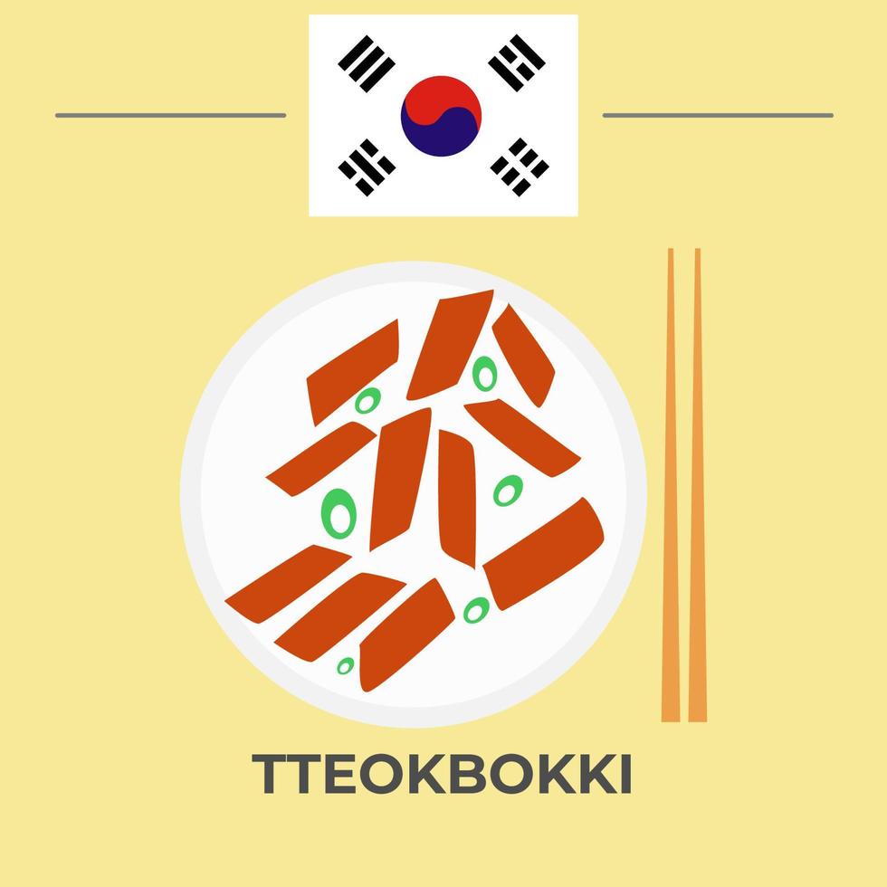 conception de cuisine coréenne tteokbokki vecteur