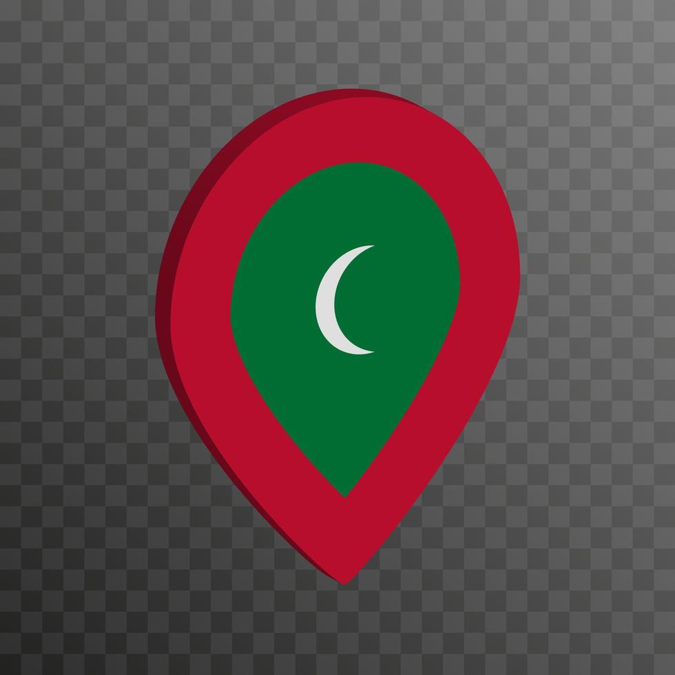 pointeur de carte avec le drapeau des maldives. illustration vectorielle. vecteur