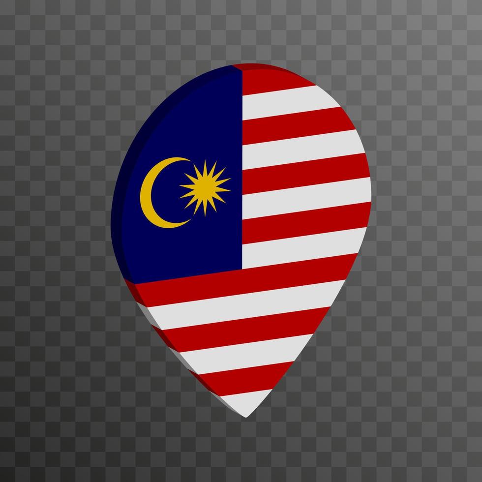 pointeur de carte avec le drapeau de la malaisie. illustration vectorielle. vecteur