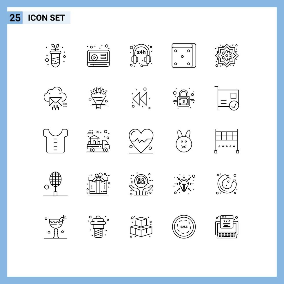 25 icônes créatives signes et symboles modernes de la fleur de nuage soutiennent les éléments de conception vectoriels modifiables de jeu décoratifs vecteur