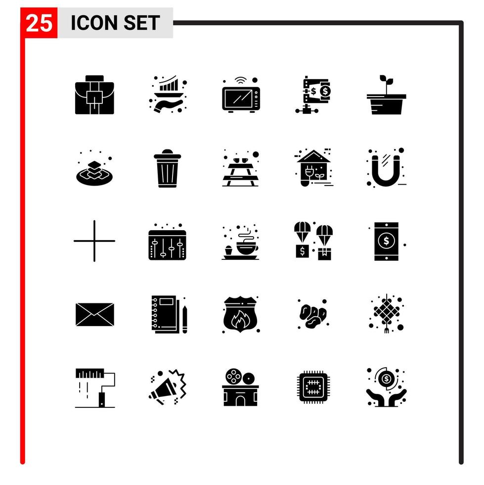 25 glyphes solides vectoriels thématiques et symboles modifiables des revenus de réforme internet finance wifi éléments de conception vectoriels modifiables vecteur