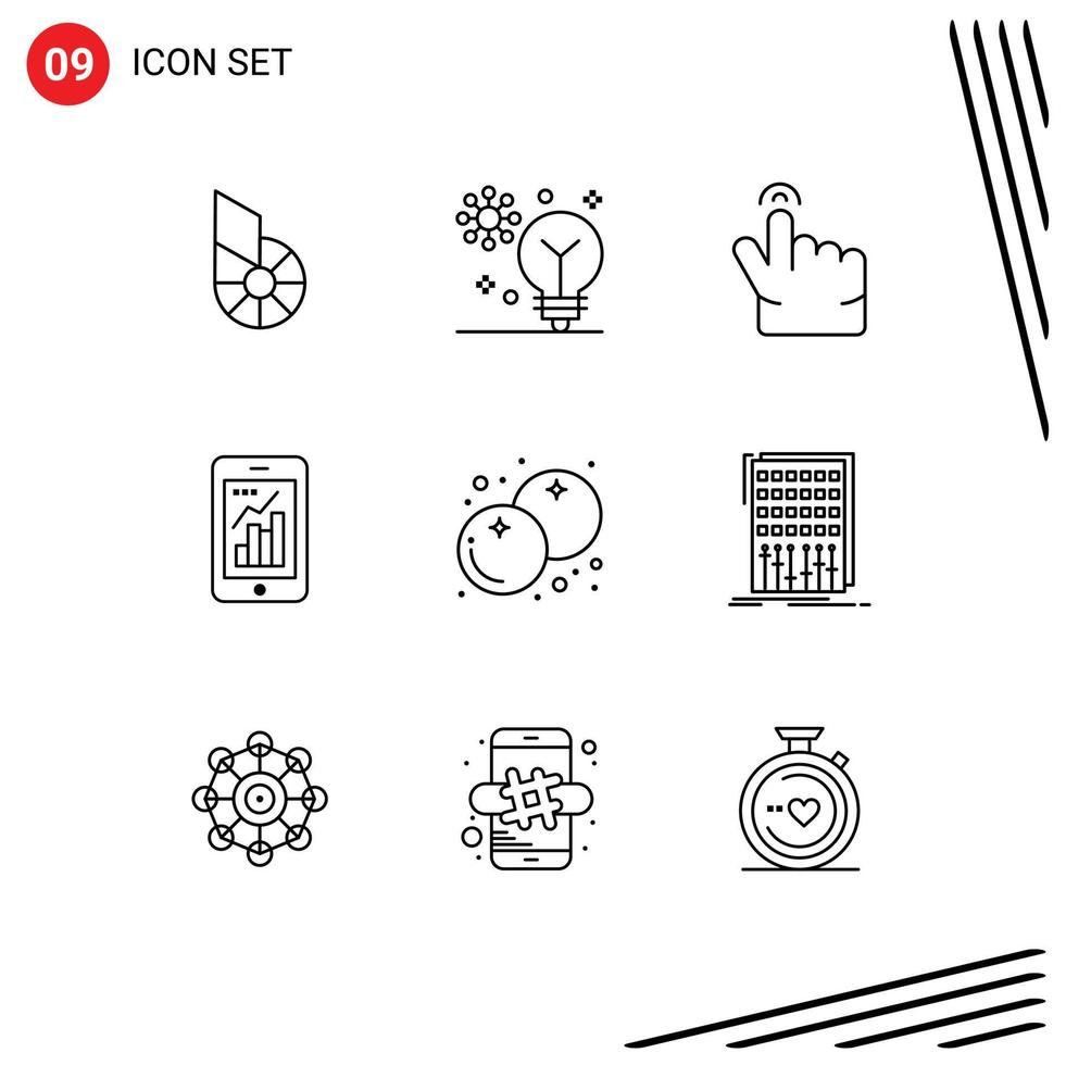 symboles d'icônes universelles groupe de 9 contours modernes de berry mobile machine learning infographie graphique éléments de conception vectoriels modifiables vecteur
