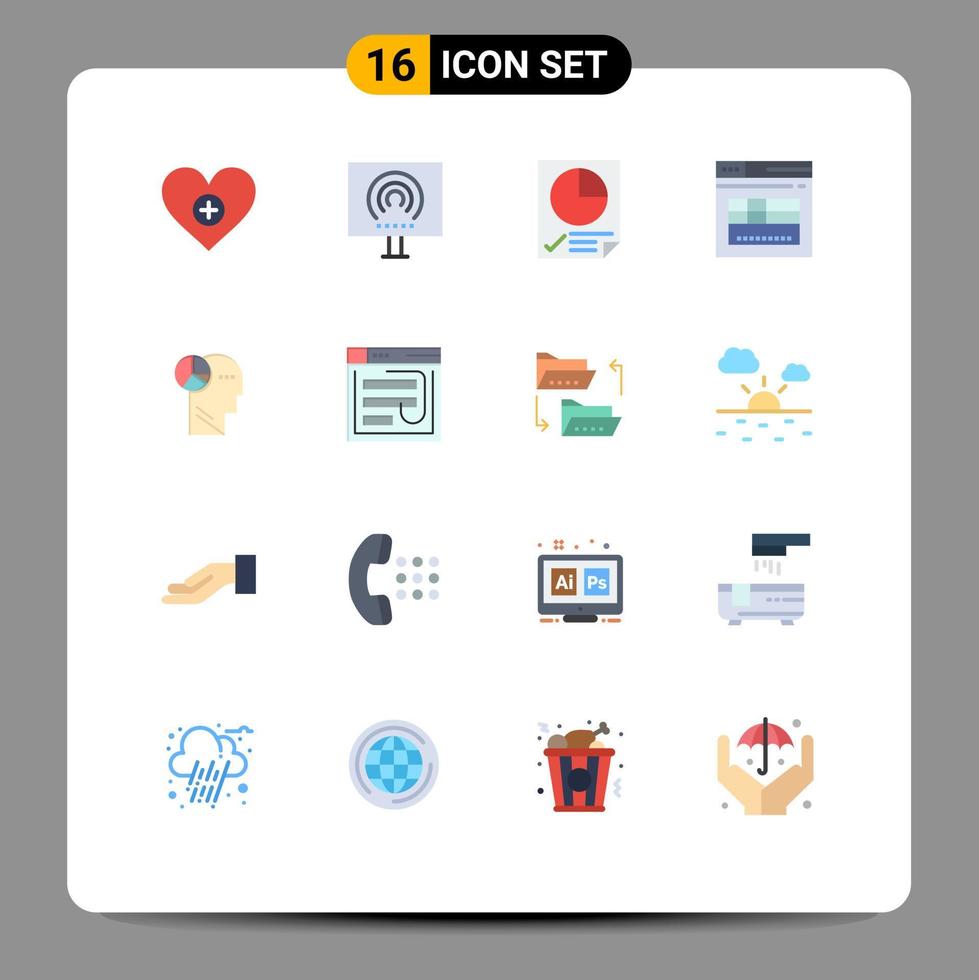 16 concept de couleur plate pour les sites Web mobile et applications graphique flux web rapport sécurisé pack modifiable d'éléments de conception de vecteur créatif