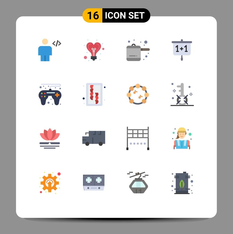 pack d'icônes vectorielles stock de 16 signes et symboles de ligne pour jouer contrôleur de jeu coeur école éducation pack modifiable d'éléments de conception de vecteur créatif
