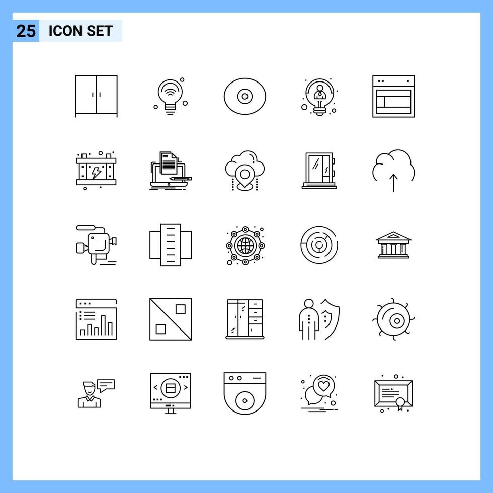 pack de 25 symboles universels d'anatomie de conception de site pensant des éléments de conception vectoriels modifiables par les employés vecteur