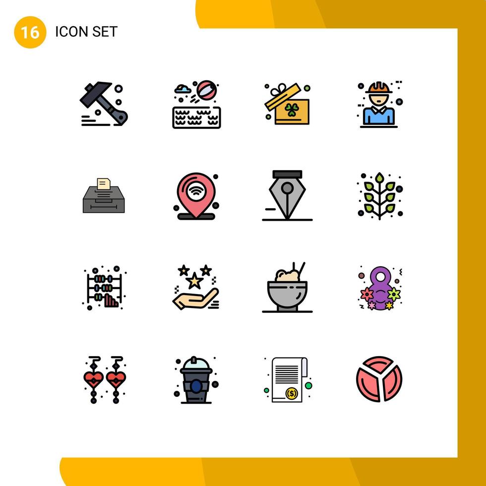 interface mobile ligne remplie de couleurs plates ensemble de 16 pictogrammes d'archives d'informations irlande concept de données éléments de conception vectoriels créatifs modifiables vecteur