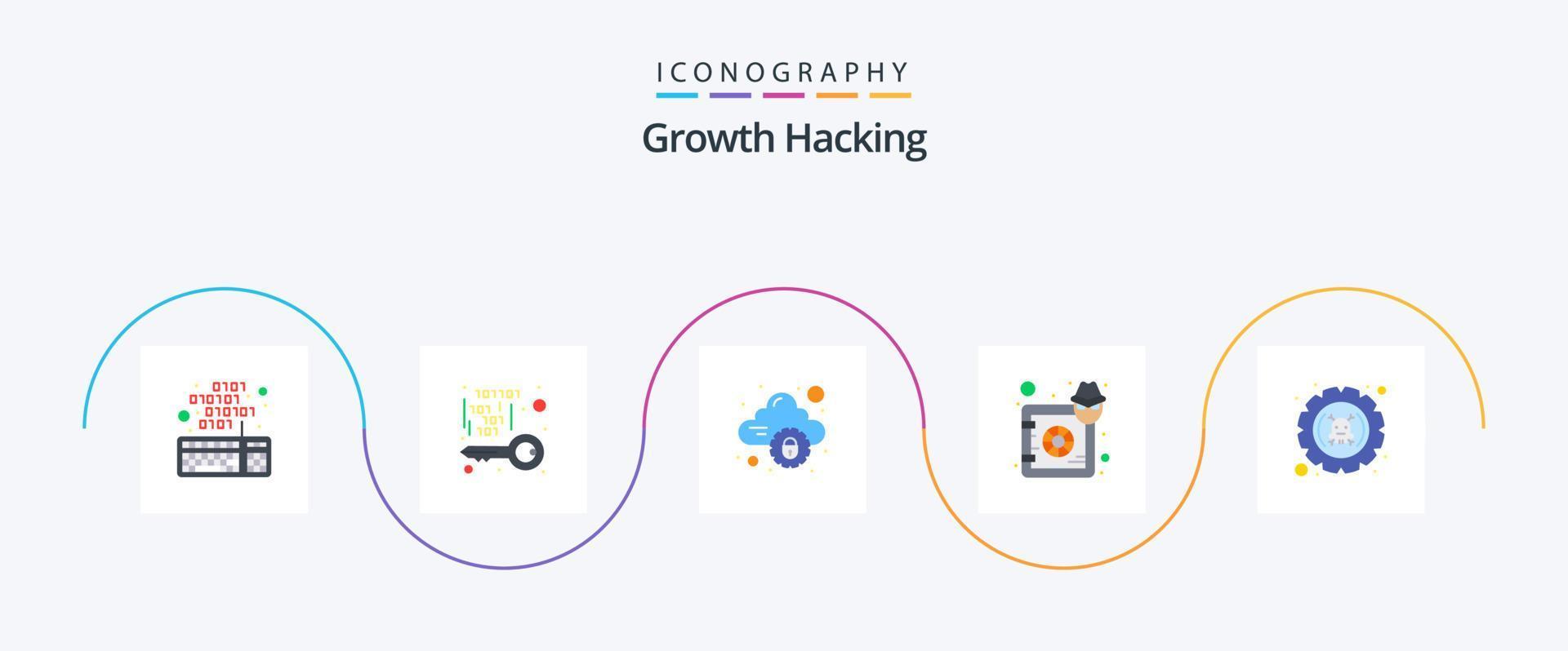 piratage plat 5 pack d'icônes comprenant un verrou. pirate. Sécurité. dépôt. l'Internet vecteur