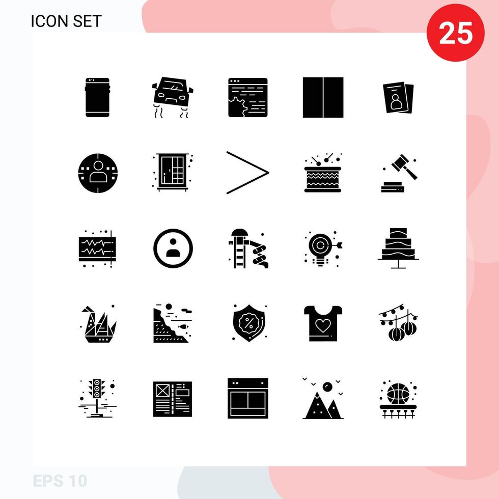 ensemble de pictogrammes de 25 glyphes solides simples d'interface d'espace de travail réglage de la grille de dérapage éléments de conception vectoriels modifiables vecteur