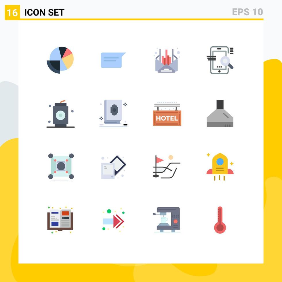 groupe de 16 couleurs plates modernes définies pour la configuration optimiser le message mobile de l'interface utilisateur pack modifiable d'éléments de conception de vecteur créatif