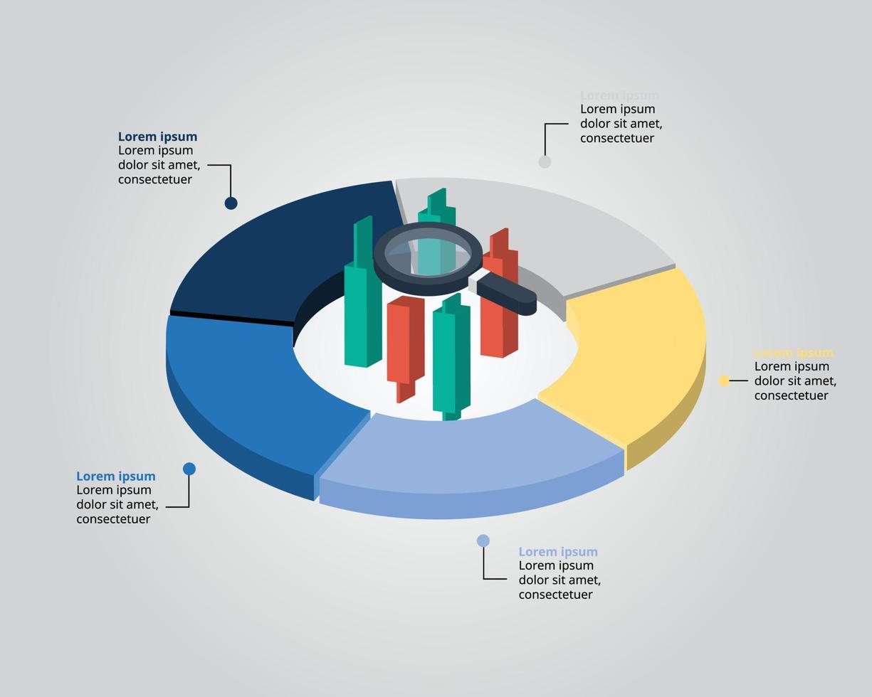 modèle de marché boursier pour infographie pour présentation pour 5 éléments vecteur