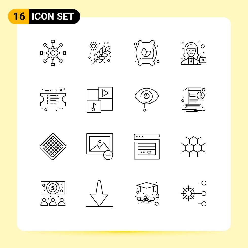 groupe de 16 contours des signes et des symboles pour les éléments de conception vectoriels modifiables de nourriture de caméra de grains féminins utilisateur vecteur