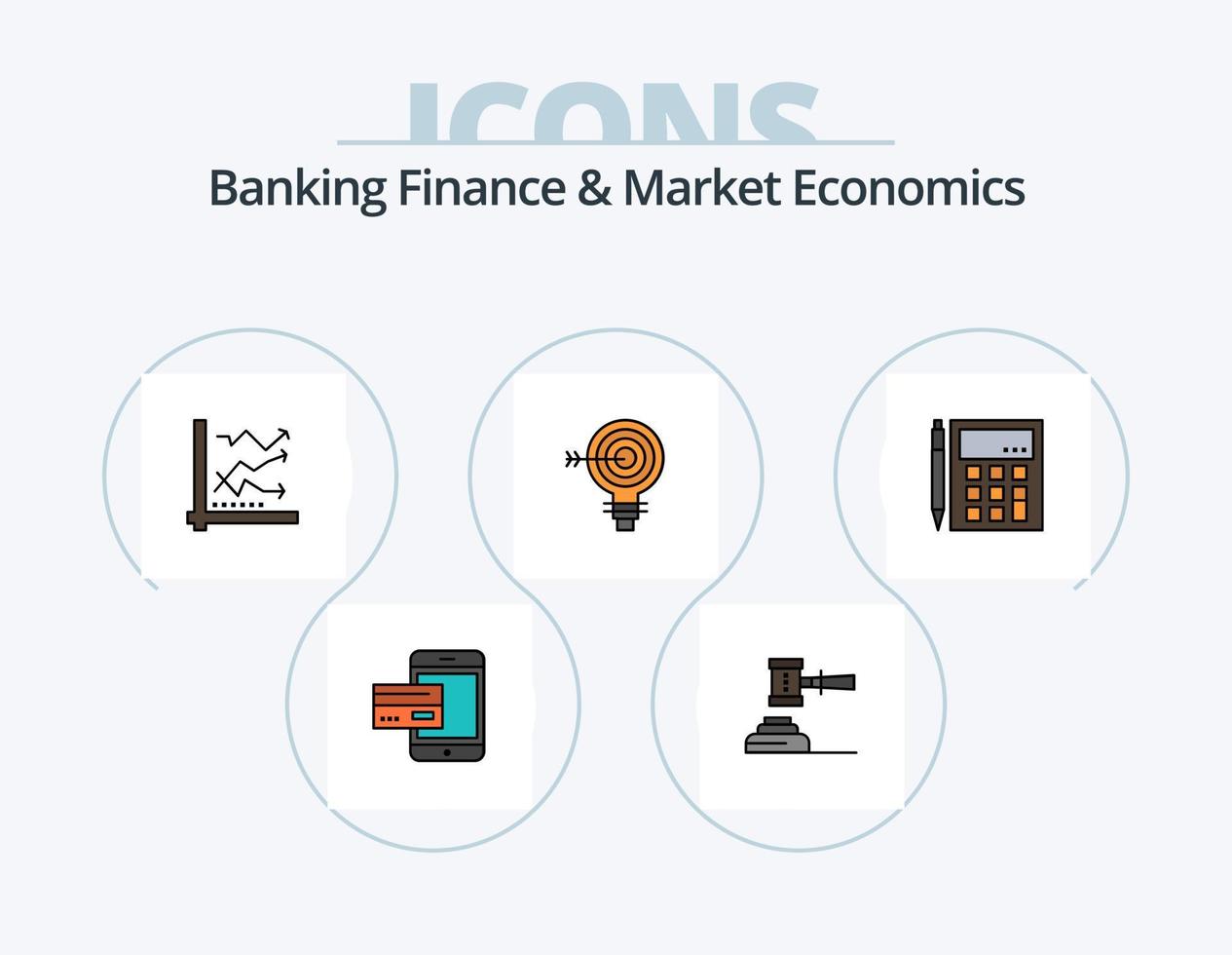 ligne de financement bancaire et d'économie de marché remplie d'icônes pack 5 conception d'icônes. sûr. dépôt. fléchettes. boîte. idée vecteur