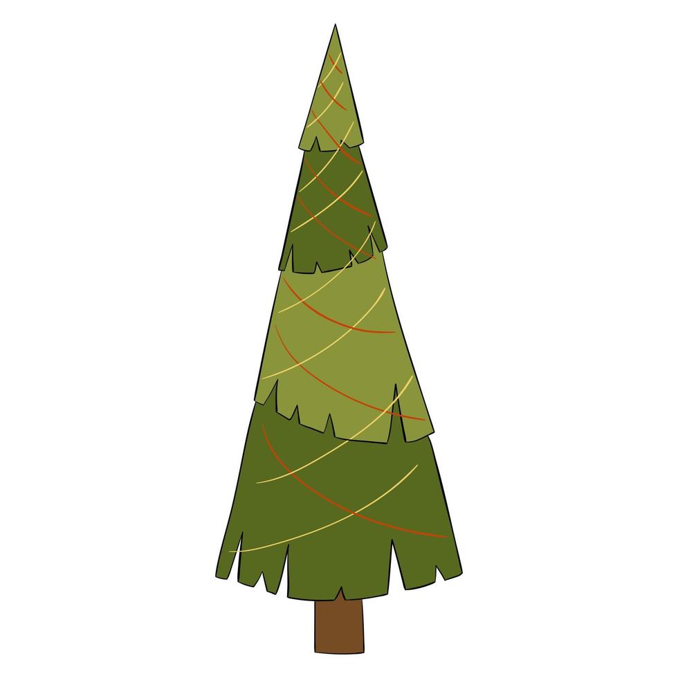 arbre de Noël de dessin animé. illustration vectorielle sur fond blanc. vecteur