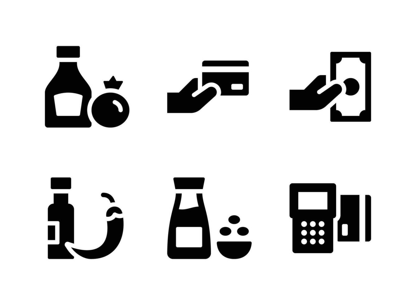 ensemble simple d'icônes solides vectorielles de supermarché vecteur