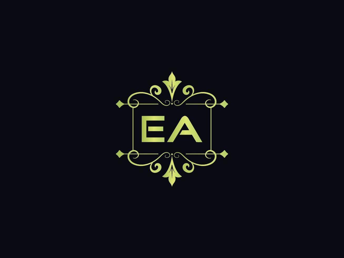 image de logo ea minimale, conception d'icône vectorielle de lettre de logo de luxe carré ea vecteur