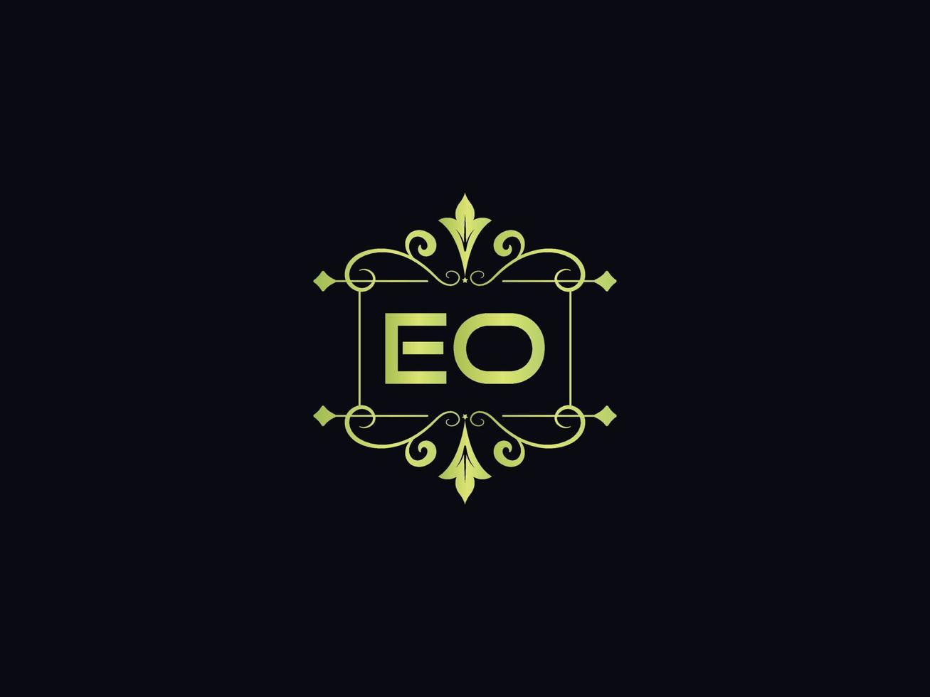 image minimale du logo eo, création d'icône vectorielle de lettre de logo de luxe carré eo vecteur