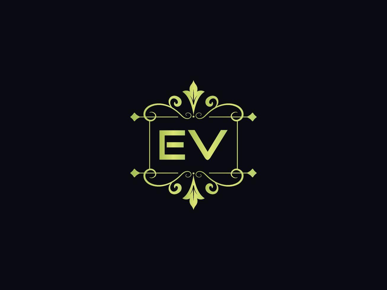image de logo ev minimale, conception d'icône vectorielle de lettre de logo de luxe carré ev vecteur