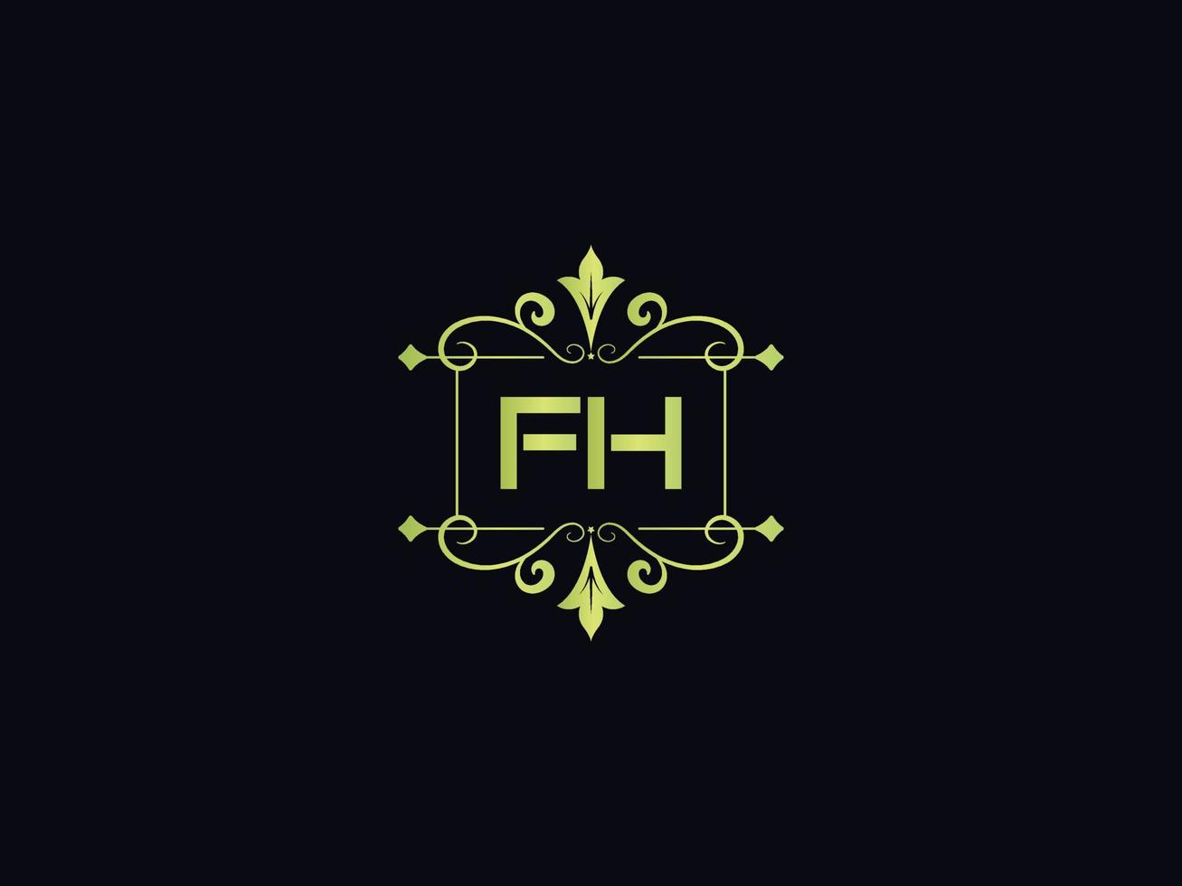 lettre de logo fh moderne, modèle de logo de luxe fh coloré vecteur