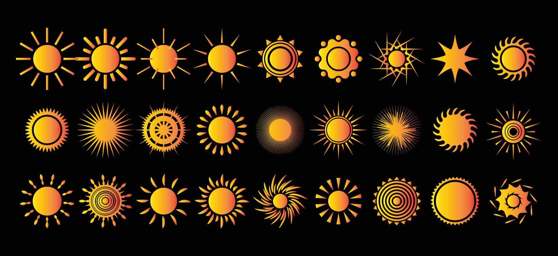 jeu de symboles vectoriels d'icônes de soleil. vecteur