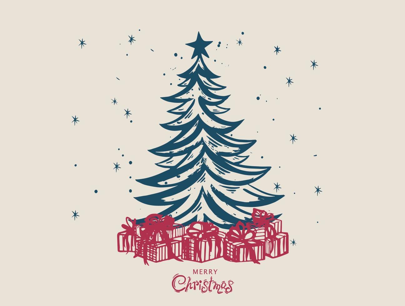 ensemble d'arbres de noël, illustrations dessinées à la main. vecteur