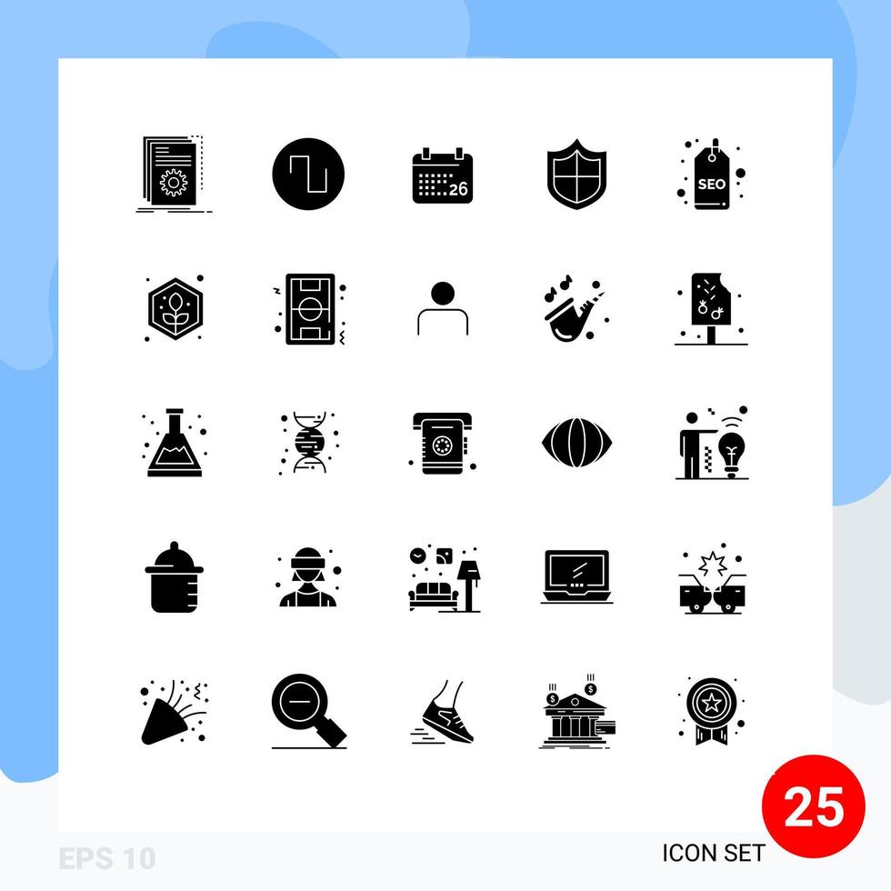 ensemble de 25 symboles d'icônes d'interface utilisateur modernes signes pour insigne de balise seo antivirus de sécurité indien éléments de conception vectoriels modifiables vecteur