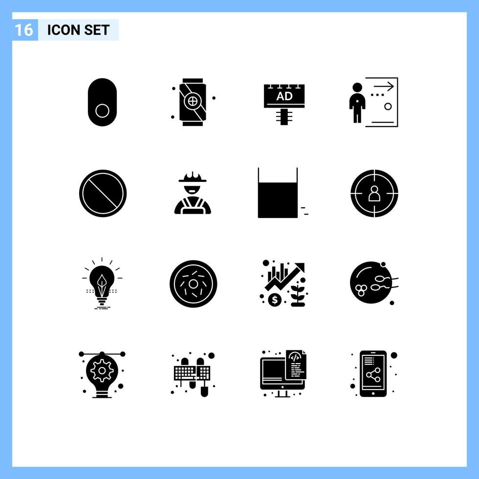 ensemble de 16 symboles d'icônes d'interface utilisateur modernes signes pour supprimer le bloc de publicité personne tiré des éléments de conception vectoriels modifiables vecteur