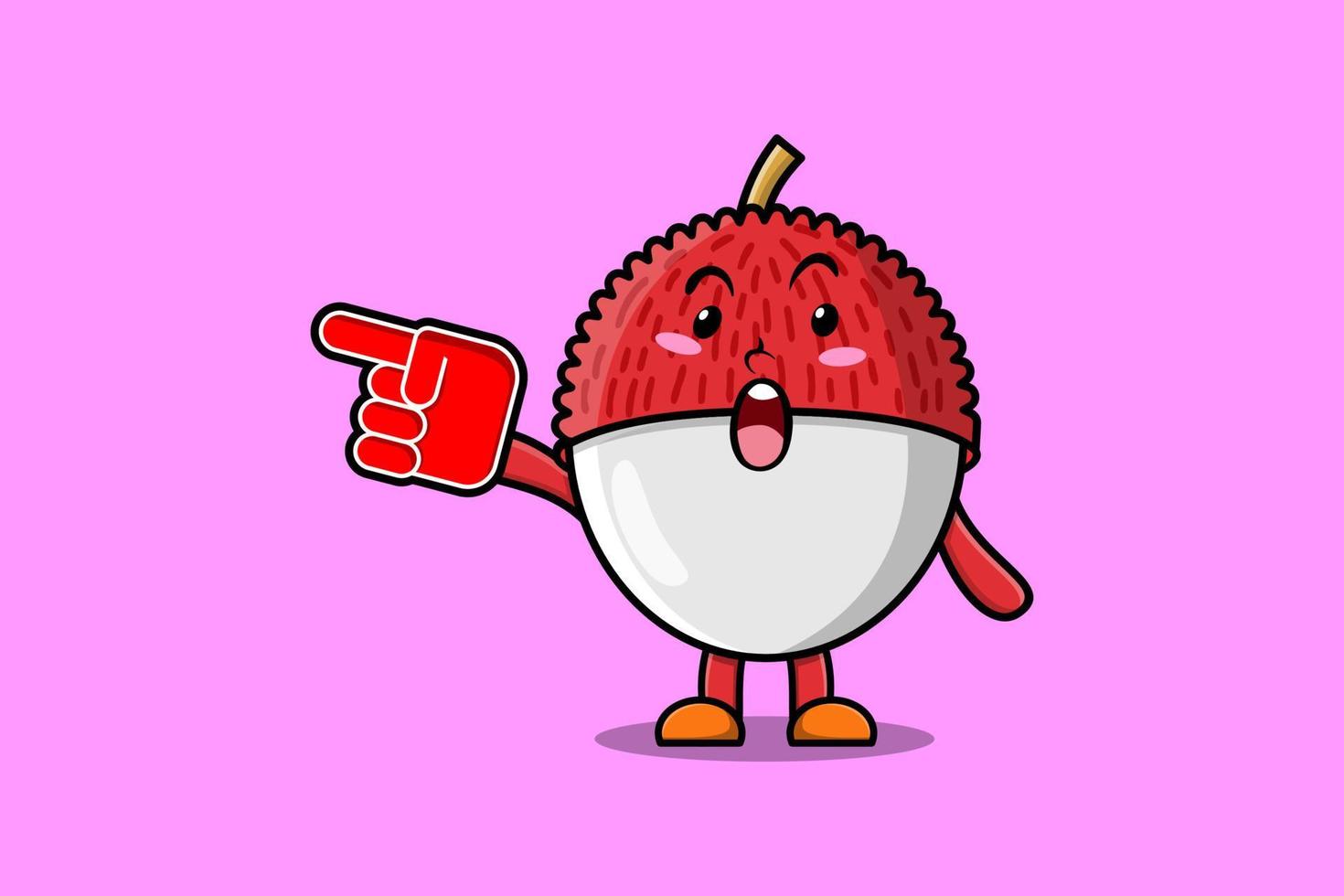 litchi de dessin animé mignon avec gant de doigt en mousse vecteur